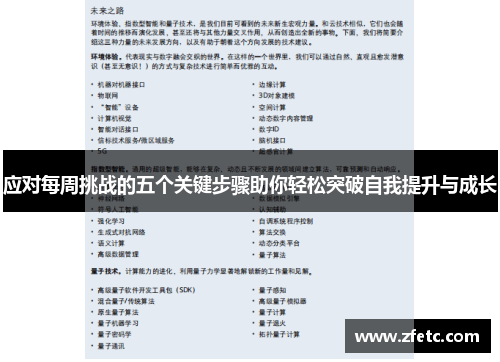 应对每周挑战的五个关键步骤助你轻松突破自我提升与成长 应对每周挑战的五个关键步骤助你轻松突破自我提升与成长
